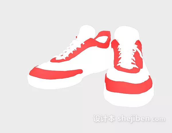 Red White Shoes Fashion 3d model Red White Shoes Fashion 3d model