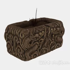 Brass Decoration Carved Tableware 3d model