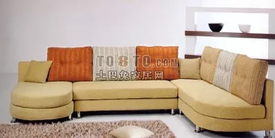 Corner Long Sofa With Red Upholstered 3d model