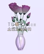 Glass Vase With White Flowers 3d model
