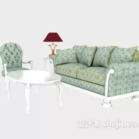 European Pastoral Sofa Furniture 3d model