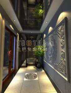Living Room With Carved Backwall 3d model Living Room With Carved Backwall 3d model