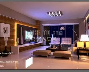 Modern Living Room With Sofa Furniture 3d model