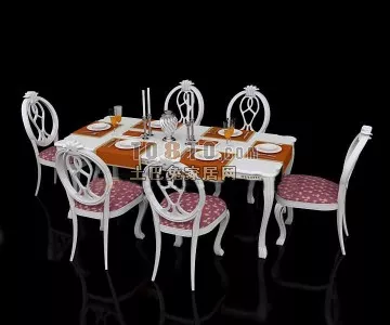 Dining Table Mdf Walnut Color 3d model