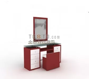 Makeup Table With Rectangle Mirror 3d model Makeup Table With Rectangle Mirror 3d model