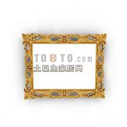 Bathroom Mirror Brass Carved Frame 3d model