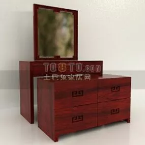 Chinese Dresser Makeup Table Red Painted 3d model