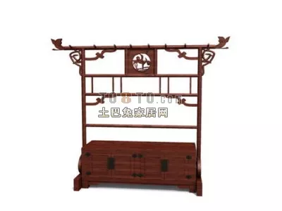 Chinese Display Cabinet Carved Wooden Style 3d model Chinese Display Cabinet Carved Wooden Style 3d model