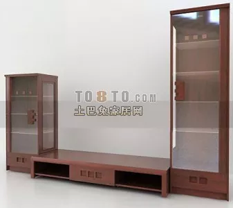 Curved Oled Tv Cabinet Wooden Entertainment Furniture 3d model
