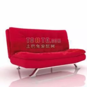 Red Double Sofa Upholstered 3d model