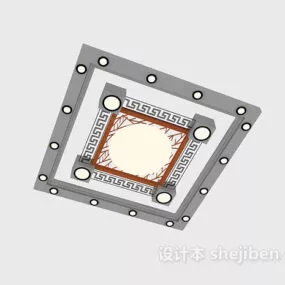 Modern Square Chinese Ceiling Lamp 3d model