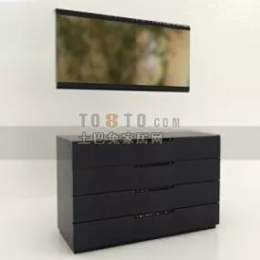 Makeup Table With Wide Mirror 3d model
