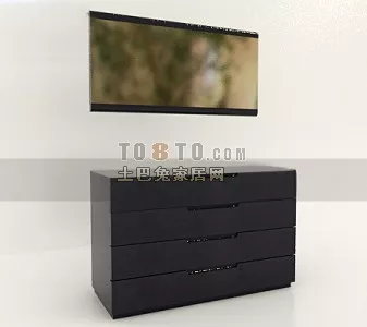 Stool Table With Drawers 3d model