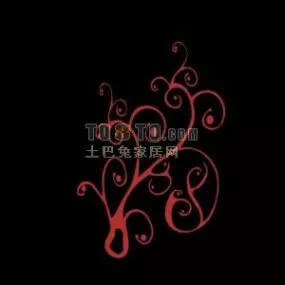Modern Floral Texture Red Color 3d model