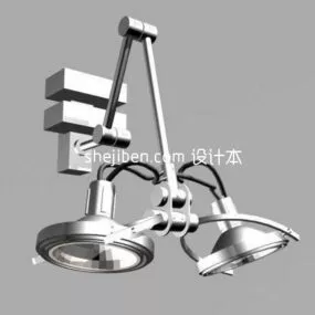 Chrome Spotlight With Holder 3d model