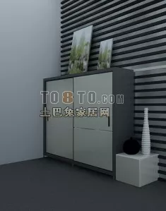 White Entrance Shoe Cabinet With Tableware 3d model White Entrance Shoe Cabinet With Tableware 3d model