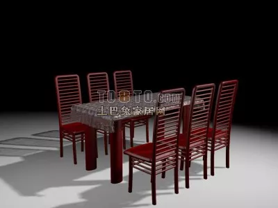 Green Plastic Table With Tableware 3d model