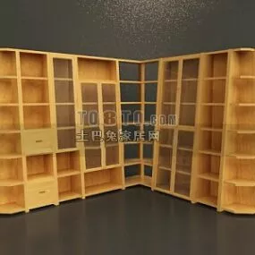 Corner Bookcase Ash Wooden 3d model