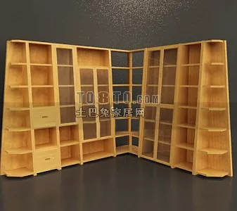 Bedroom Bookcase With Multiple Drawers 3d model