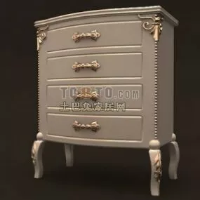 European Bedside Table Curved Legs 3d model