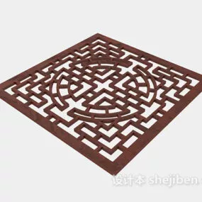 Classic Chinese Square Window Frame 3d model