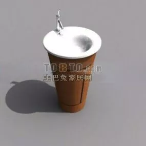 Washbasin Wooden Cylinder Shaped 3d model