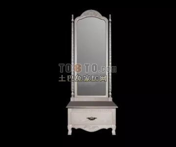 Floor Mirror With Wood Stand 3d model