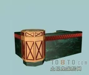 Reception Desk With Carved Corner Decoration 3d model