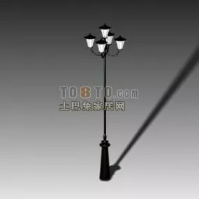 Streetlight Classic Style With Quad Lamps 3d model