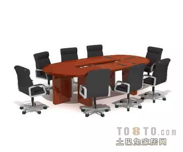 Conference Table With Eight Chairs 3d model Conference Table With Eight Chairs 3d model