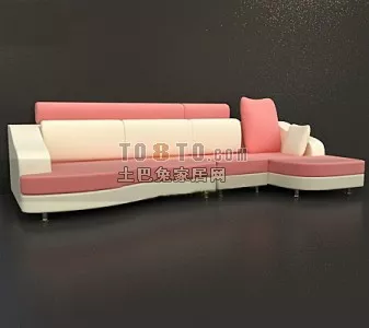 Modern Upholstered Sofa Pink Color 3d model Modern Upholstered Sofa Pink Color 3d model