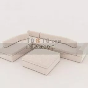 Sectional Sofa Beige Cover Textile 3d model