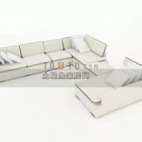 Sectional Sofa White Leather 3d model