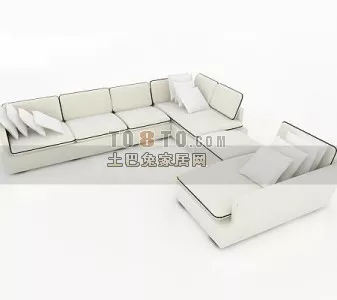 Modern Style Sofa Leather Material Set 3d model
