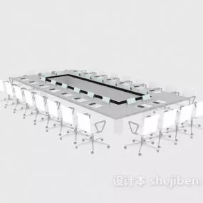 Office White Conference Table Chair 3d model