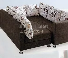 Sofa Brown Textile With Vintage Texture 3d model