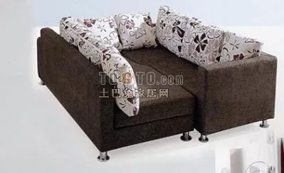 Living Room Sofa With Red Couch And Square Table 3d model