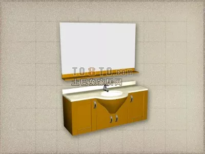 Wall Mounted Mirror With Small Dressing Table 3d model