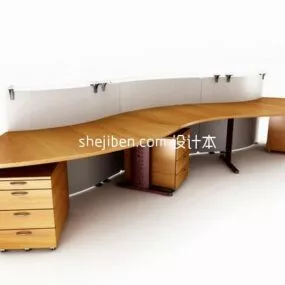 Curved Work Desk 3d model