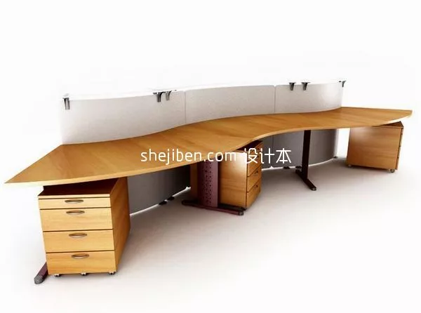 Curved Work Desk 3d model Curved Work Desk 3d model