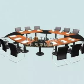 Conference Round Table With Chair 3d model