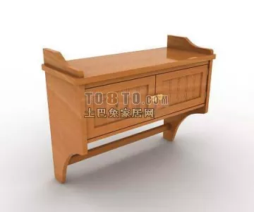 Wood Wine Cabinet With Dining Table 3d model