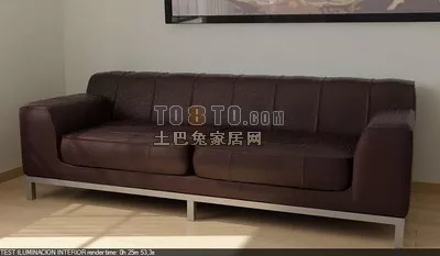 Two Seats Sofa Simple Style With Pillow 3d model