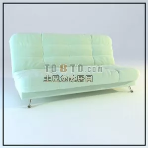 Red Leather Sofa With Square Table In Room 3d model