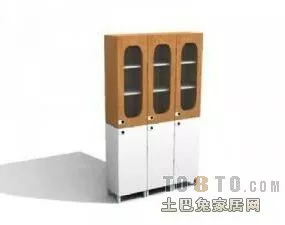 Office Wall Cabinet Glass Door 3d model