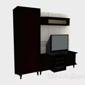Black Wall Tv Cabinet 3d model