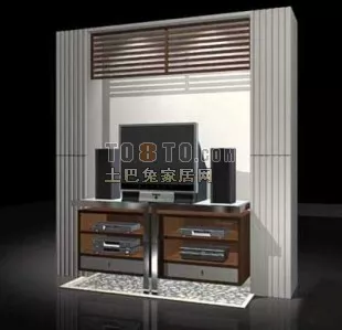 Modern Wine Cabinet Rectangular Shelf 3d model