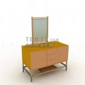 Modern Makeup Table With Rectangular Mirror 3d model