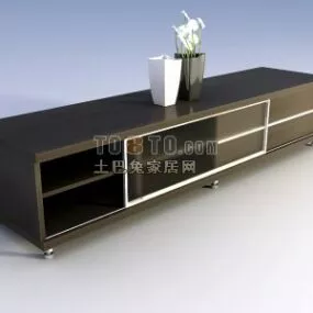Minimalist Tv Cabinet Black Wood 3d model