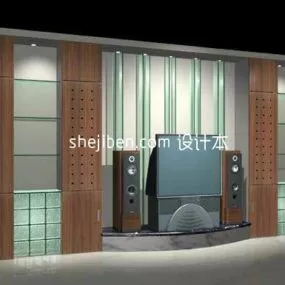 Tv Cabinet With Glass Decorative 3d model